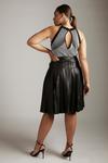 KarenMillen Plus Size Leather Pleated Kilt Midi Skirt thumbnail 3