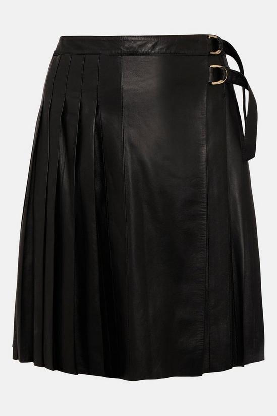 KarenMillen Plus Size Leather Pleated Kilt Midi Skirt 4