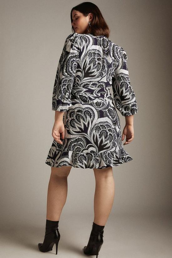 KarenMillen Plus Size Batik Long Sleeve Woven Wrap Dress 3