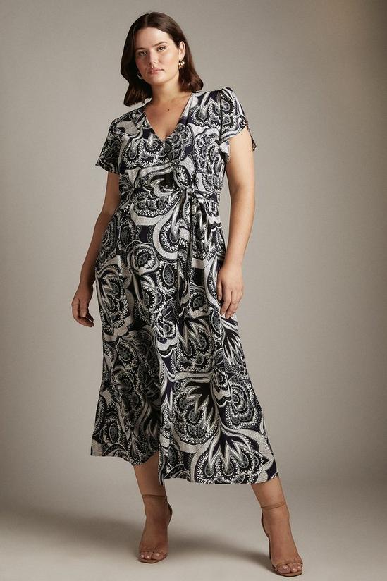 KarenMillen Plus Size Batik Print Long Woven Wrap Dress 1