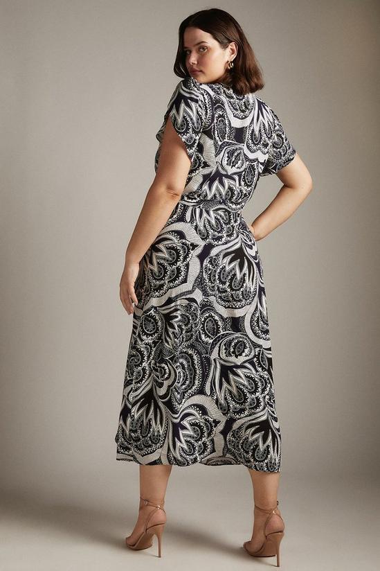 KarenMillen Plus Size Batik Print Long Woven Wrap Dress 3