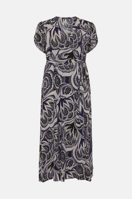 KarenMillen Plus Size Batik Print Long Woven Wrap Dress 4