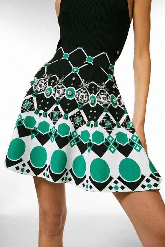 KarenMillen Petite Embellished Geo Jacquard Knit Skirt 2