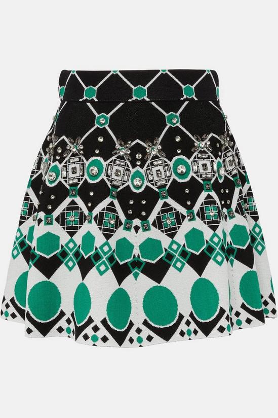 KarenMillen Petite Embellished Geo Jacquard Knit Skirt 4