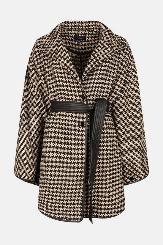KarenMillen Plus Size Boucle Check Pu Belted Cape 4