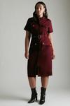KarenMillen Plus Size Denim Short Sleeve Belted Midi Dress thumbnail 1