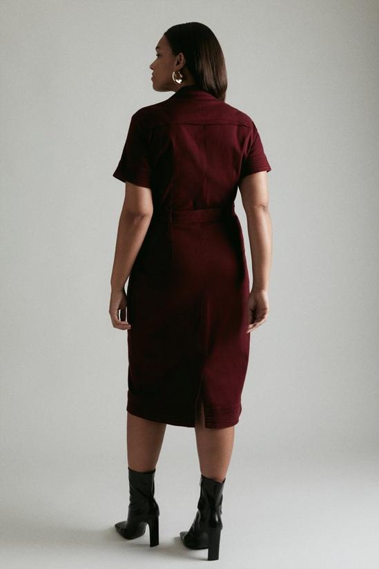 KarenMillen Plus Size Denim Short Sleeve Belted Midi Dress 3