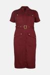 KarenMillen Plus Size Denim Short Sleeve Belted Midi Dress thumbnail 4