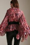 KarenMillen Belted Drama Sleeve Paisley Kimono Top thumbnail 3