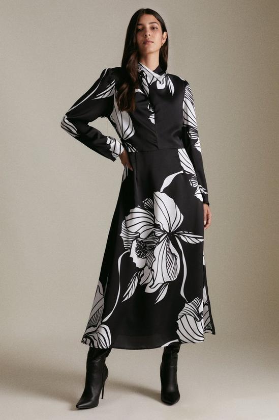 KarenMillen Graphic Linear Twist Neck Woven Maxi Dress 1