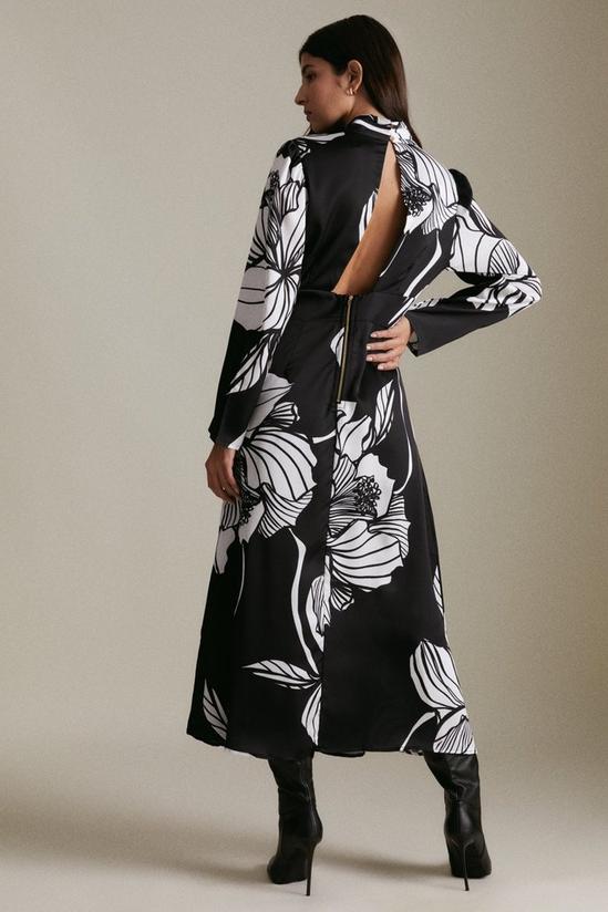 KarenMillen Graphic Linear Twist Neck Woven Maxi Dress 3