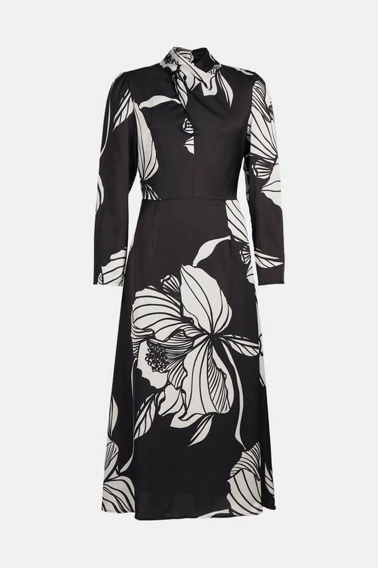 KarenMillen Graphic Linear Twist Neck Woven Maxi Dress 5