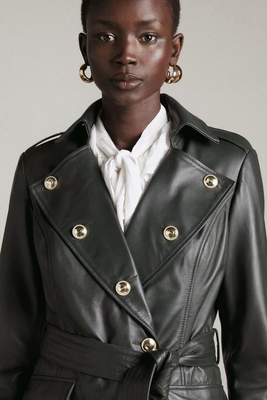 KarenMillen Leather Gold Button Trim Trench Coat 2