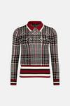 KarenMillen Heritage Embellished Check Knitted Collared Top thumbnail 4