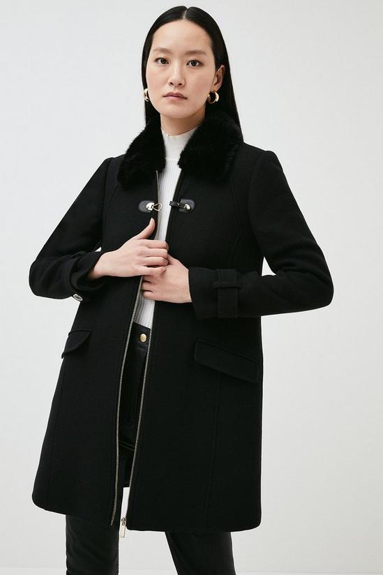 KarenMillen Italian Wool Mix Faux Fur Collar Coat 1