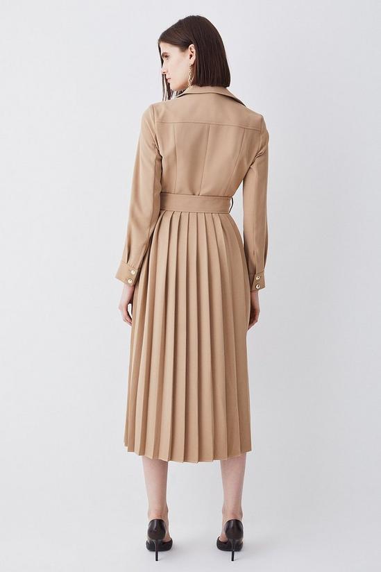 KarenMillen Tailored Long Sleeve Woven Pleated Midi Trench Dress 3