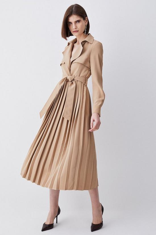 KarenMillen Tailored Long Sleeve Woven Pleated Midi Trench Dress 6