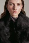 KarenMillen Short Shearling Cuff And Collar Leather Coat thumbnail 2