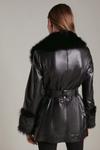 KarenMillen Short Shearling Cuff And Collar Leather Coat thumbnail 3