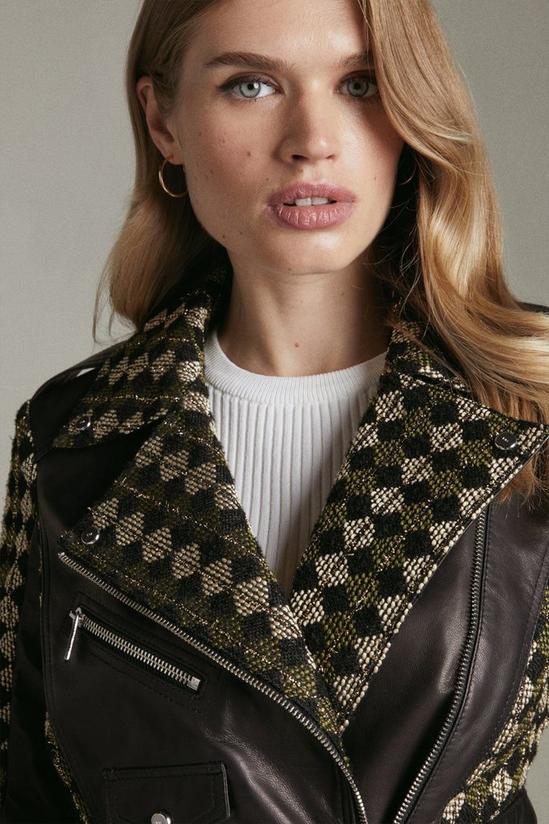 KarenMillen Tweed And Leather Mix Jacket 2