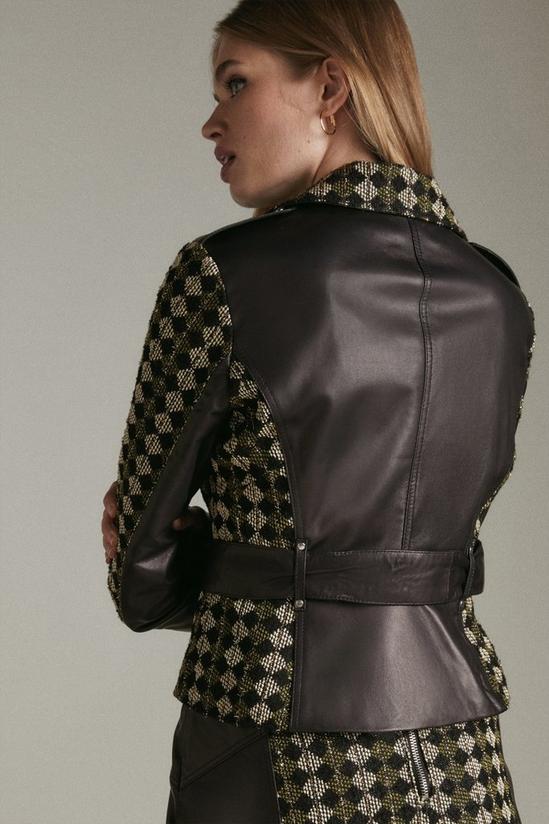 KarenMillen Tweed And Leather Mix Jacket 3