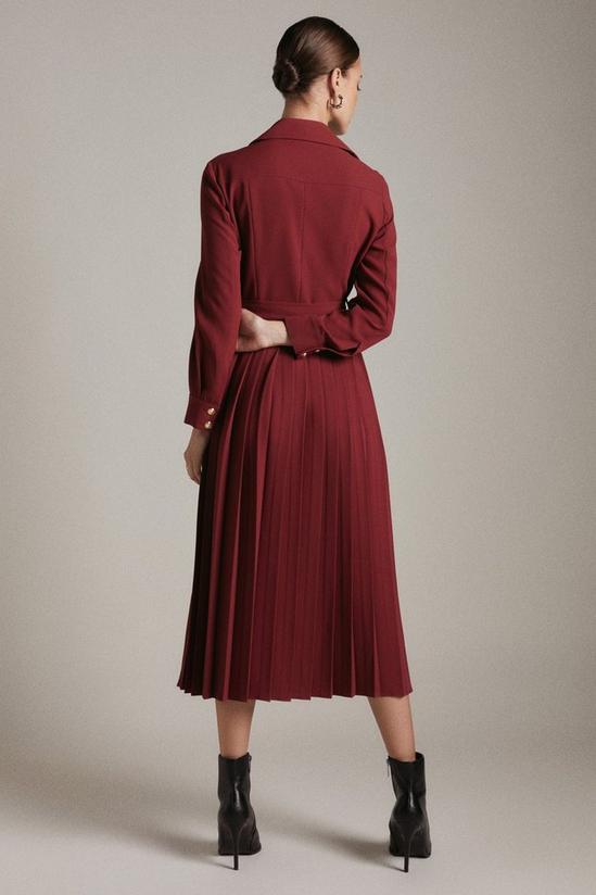 KarenMillen Petite Tailored Long Sleeve Pleated Midi Trench Dress 3