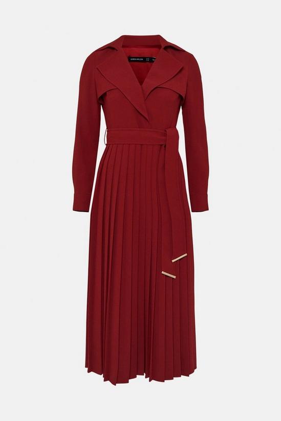 KarenMillen Petite Tailored Long Sleeve Pleated Midi Trench Dress 4