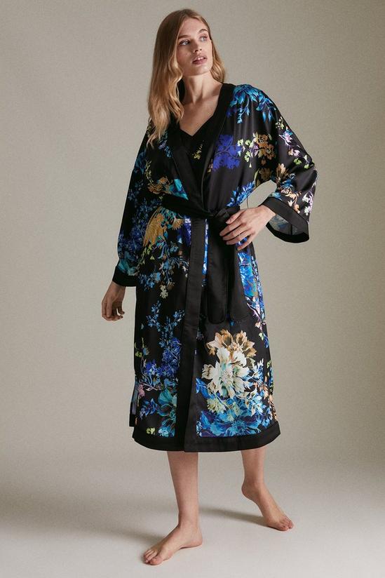 KarenMillen Floral Garden Satin Nightwear Robe 1