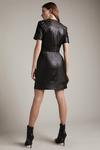 KarenMillen Leather Quilted And Stud Detail A Line Mini Dress thumbnail 3