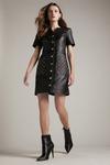 KarenMillen Leather Quilted And Stud Detail A Line Mini Dress thumbnail 4