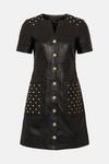 KarenMillen Leather Quilted And Stud Detail A Line Mini Dress thumbnail 5