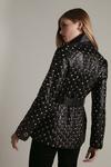 KarenMillen Leather Quilted And Studded Notch Neck Coat thumbnail 3