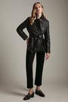 KarenMillen Leather Quilted And Studded Notch Neck Coat thumbnail 4
