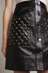 KarenMillen Leather Quilted Stud Pocket A Line Skirt thumbnail 2
