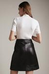 KarenMillen Leather Quilted Stud Pocket A Line Skirt thumbnail 3