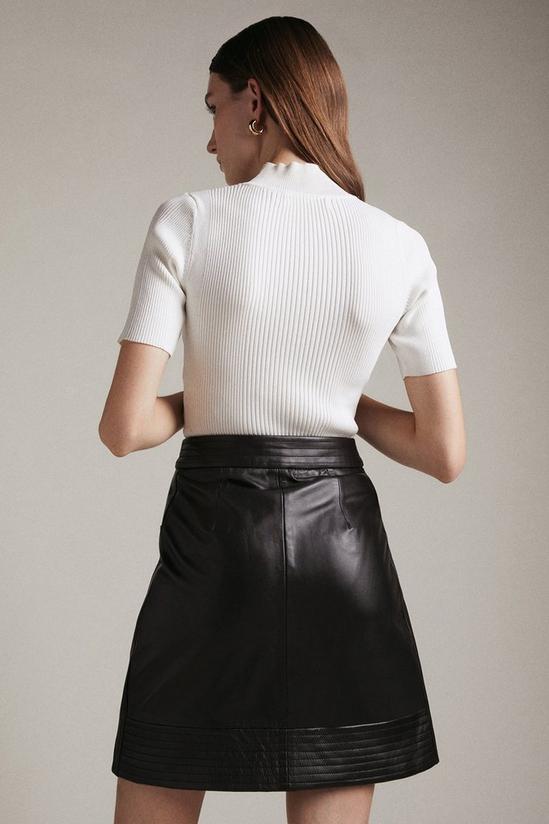 KarenMillen Leather Quilted Stud Pocket A Line Skirt 3