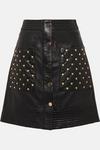 KarenMillen Leather Quilted Stud Pocket A Line Skirt thumbnail 4