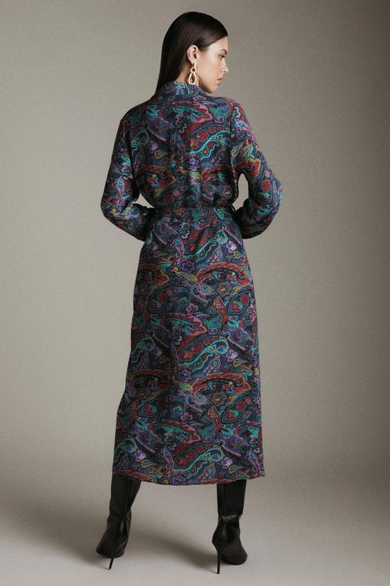 KarenMillen Paisley Print Woven Long Sleeve Shirt Dress 3