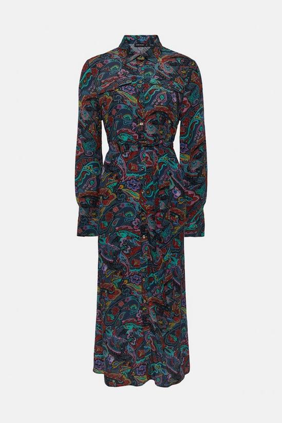 KarenMillen Paisley Print Woven Long Sleeve Shirt Dress 4