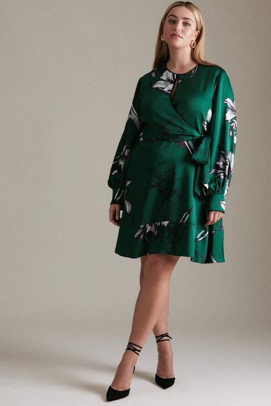 KarenMillen Plus Size Lily Print Keyhole Woven Satin Dress 1