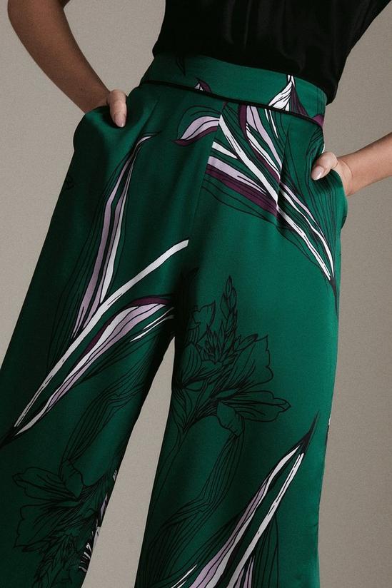 KarenMillen Petite Lily Print Wide Leg Woven Satin Trouser 2