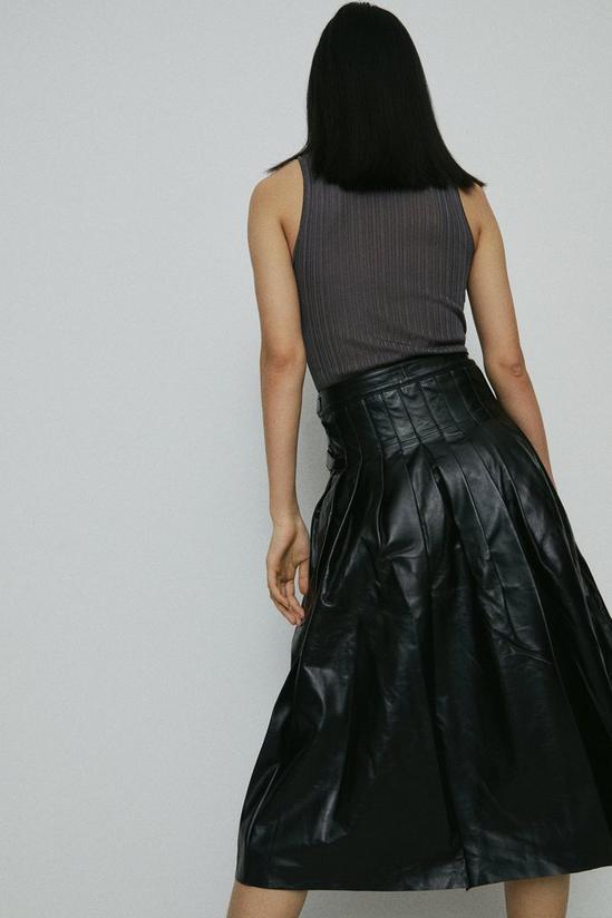 KarenMillen Leather Pleated Buckle Kilt Midi Skirt 3
