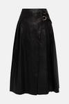 KarenMillen Leather Pleated Buckle Kilt Midi Skirt thumbnail 4