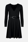 KarenMillen Belted Wrap Long Sleeve Viscose Blend Jersey Dress thumbnail 4