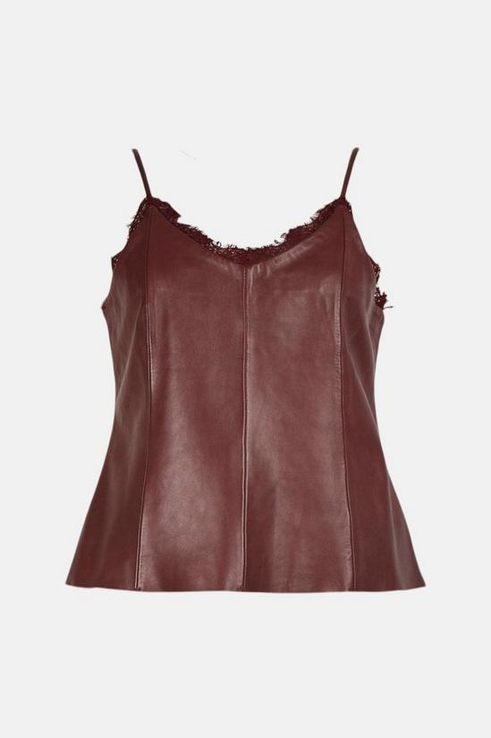 KarenMillen Leather And Lace Trim Cami Top 4