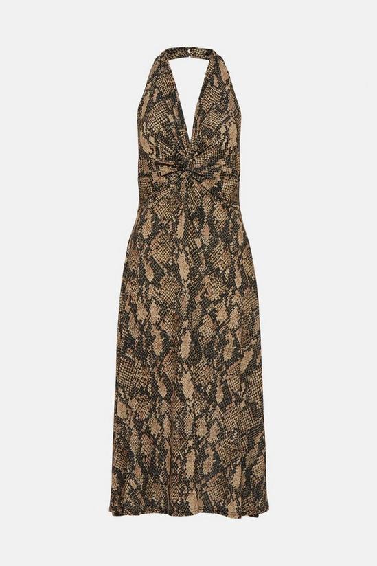 KarenMillen Natural Snake Twist Waist Jersey Midi Dress 4