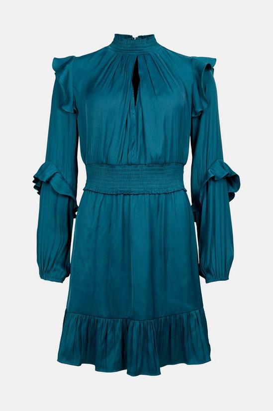 KarenMillen Fluid Satin Shirred Waist Woven Dress 4