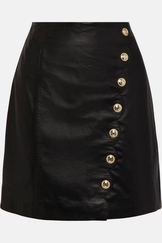 KarenMillen Leather Scallop Detail A Line Mini Skirt 4