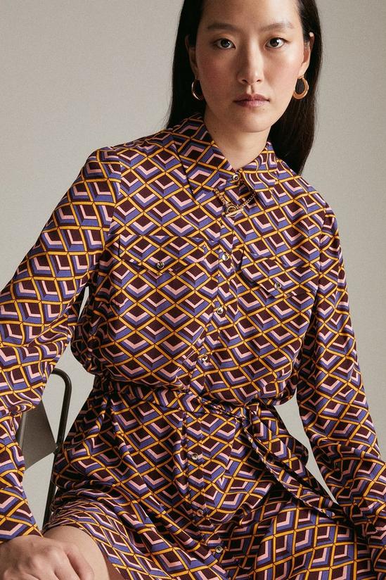 KarenMillen Diamond Geo Print Woven Mini Shirt Dress 2