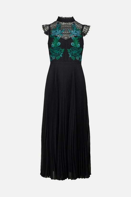 KarenMillen Guipure Lace Embroidered Pleat Midi Dress 4
